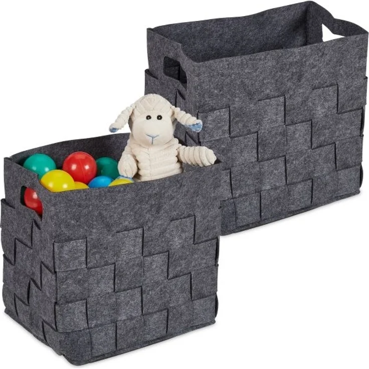 Grauer Aufbewahrungskorb Filz 2er Set 10047026 – Bild 1