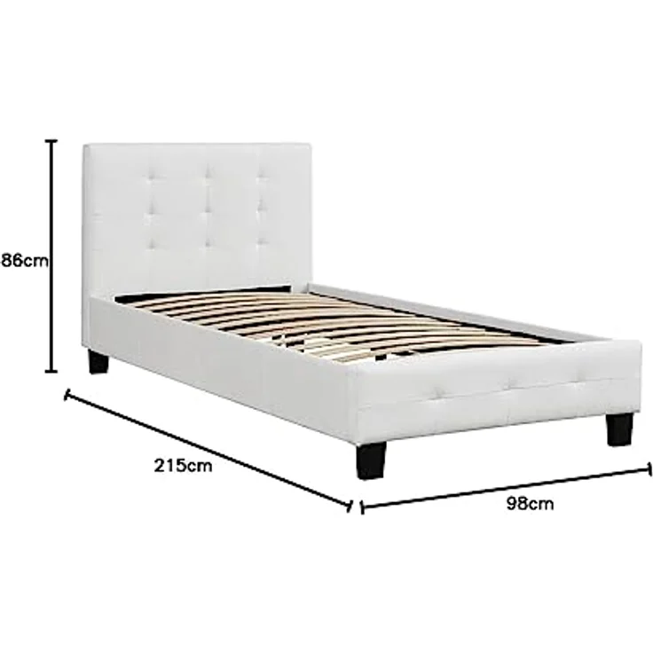 CARO-Möbel Polsterbett Ohio Bettgestell 90x200 cm Einzelbett Designbett inklusive Lattenrost Textilbezug in weiß – Bild 4