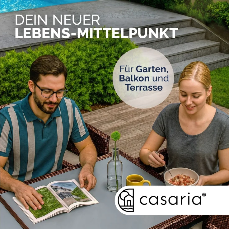 CASARIA® Gartentisch Wetterfest 150x90cm Polyrattan – Bild 5