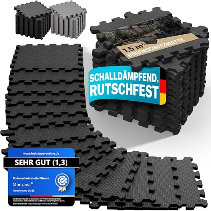 monzana Bodenschutzmatte, 18-St, Rutschfest, EVA-Schaumstoff, Bodenschutz, 30x30cm, Fitnessmatte, Pool – Bild 2