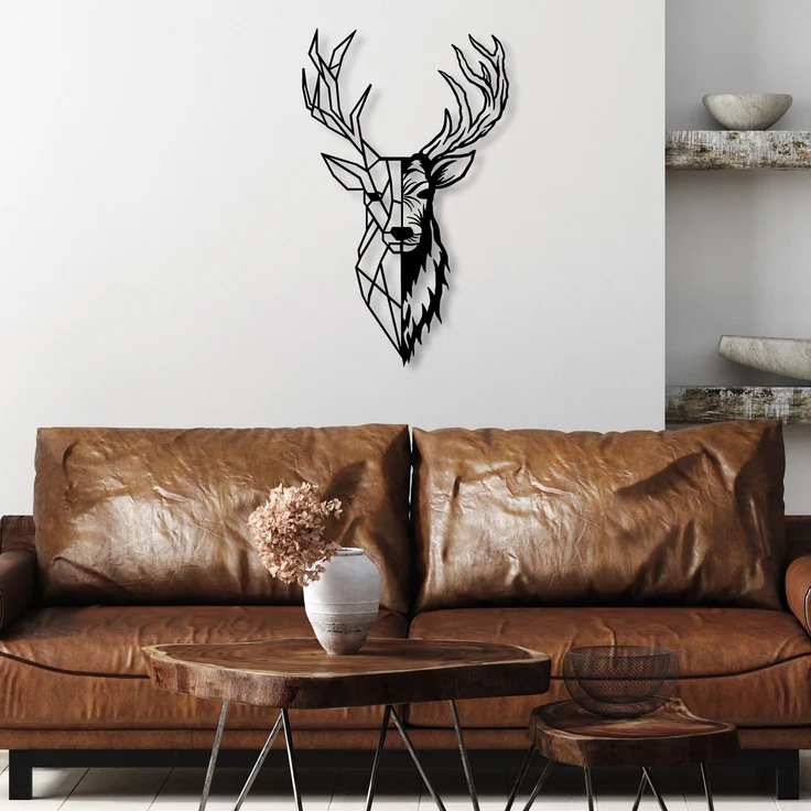 Wallity 'Red Deer 2' Dekoratives Wandaccessoire aus Metall, Schwarz, 70 x 42 cm – Bild 2