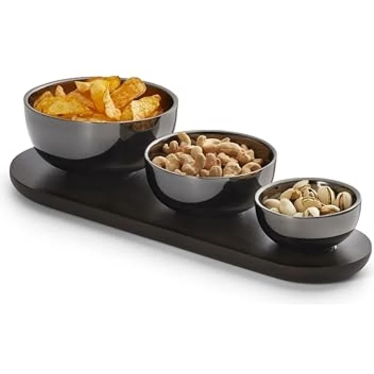 TRIO 3-teiliges edles Schalen-Set mit Holztablett