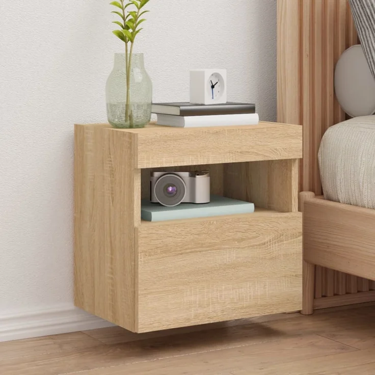 2 pcs TV-Wandschrank, TV Hängeboard mit LED-Leuchten. Sonoma-Eiche 40x30x40cm – Bild 1