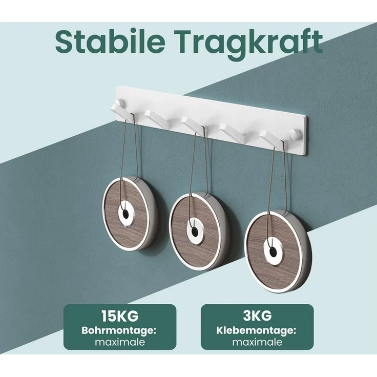 Mai & Mai Wandgarderobe Kleiderhaken Garderobenleiste Wandhaken aus Edelstahl 5 Haken Stalo-05 – Bild 4