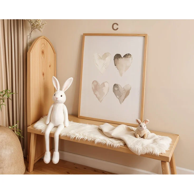 süße Hasen Poster Kinderzimmer · Geschenkidee für Kinder · Babyzimmer Deko · Modern Abstrakt Minimalistisch neutral ·Deko Print ohne Rahmen - C / 30 x 40 cm