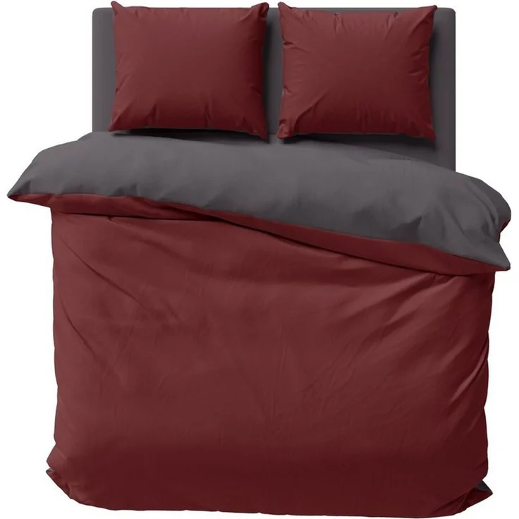 One Home Bettwäsche Doubleface, Mikrofaser, 3 teilig, Uni Wende mit Reißverschluss, Doppelbett – Bild 1