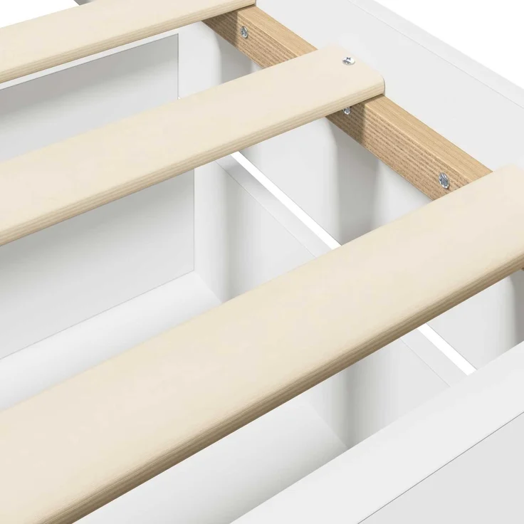 vidaXL Bettrahmen mit Schubladen mit Kopfteil Weiß Holzwerkstoff 3429509 – Bild 8