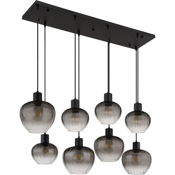 Hängeleuchte, schwarz, Glas rauchfarben, H 120 cm – Bild 7