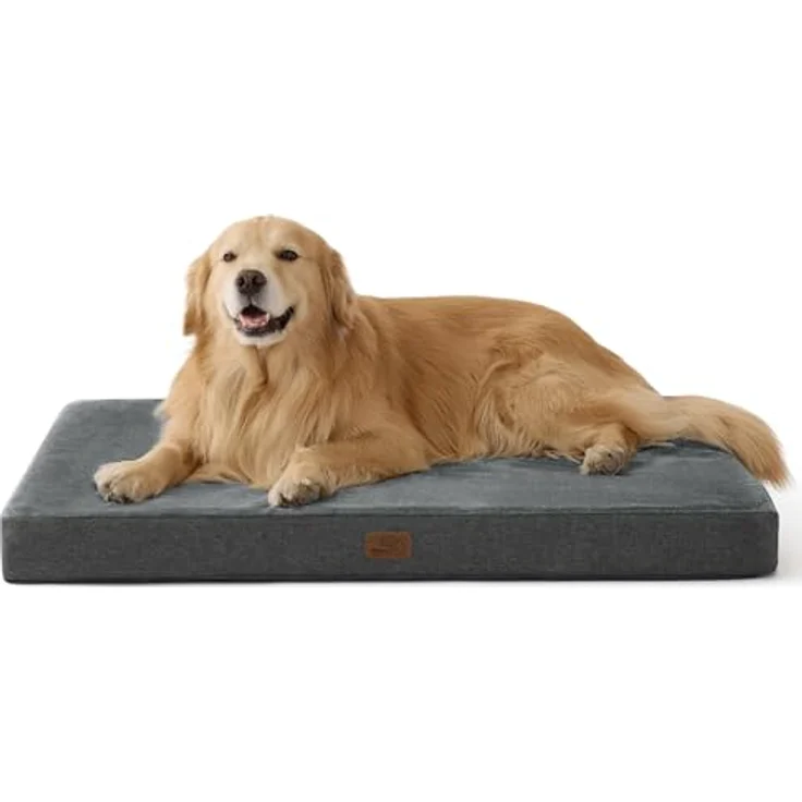 BEDSURE orthopädisches Hundekissen große Hunde - 104 x 74 x 9 cm waschbares Hundebett mit 2 in 1 Memoryschaum, kuscheliges Hundematte Hundematratze in größe, dunkelgrau – Bild 2