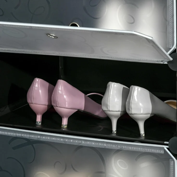 HOMCOM Schuhregal Kunststoffregal für 24 Paar Schuhe, Schuhkarton für Flur 1-tlg, DIY Steckregal Aufbewahrung von Schuhen – Bild 7