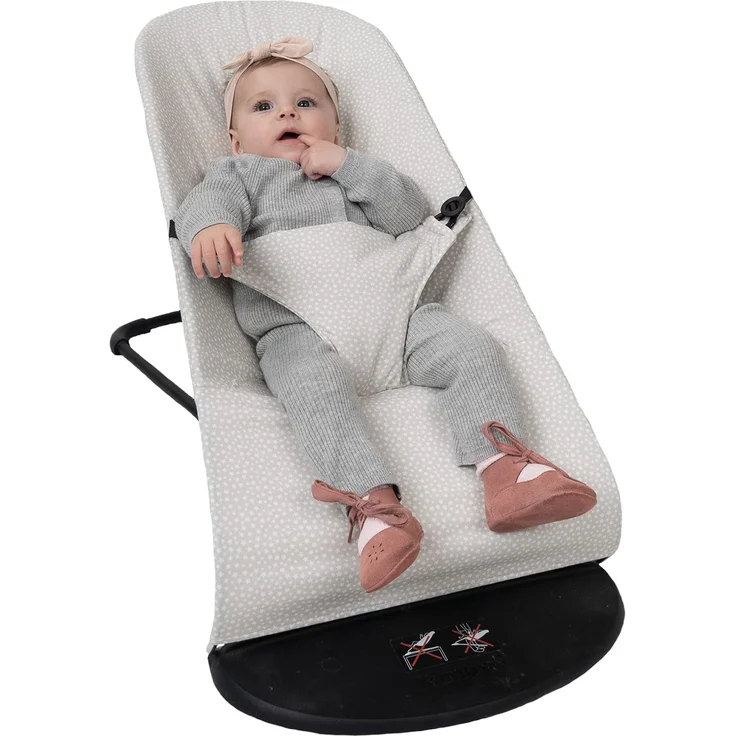 Bezug für BabyBjörn Balance Soft Hängematte (ersetzt Originalpolster), hypoallergen, sehr weich, atmungsaktiv (Bio-Baumwolle, Sterne, Beige) – Bild 3
