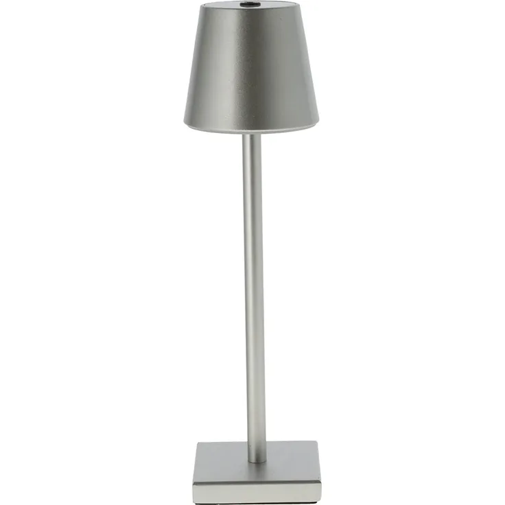 LED Tischleuchte, silber, Touchdimmer, Akku, USB, H 38 cm