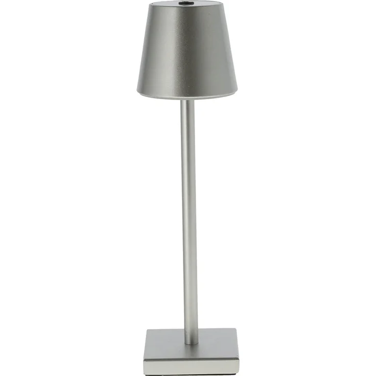 LED Tischleuchte, silber, Touchdimmer, Akku, USB, H 38 cm – Bild 1
