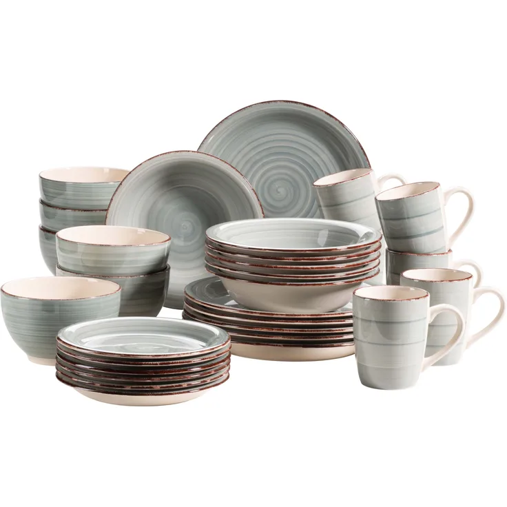 Mäser 931612 Kombiservice Lumaca für 6 Personen, Steingut, blau (1 Set, 30-teilig)