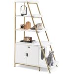 Katzenschrank mit Leiterregal Katzenklo Schrank für Katzentoilette Weiß