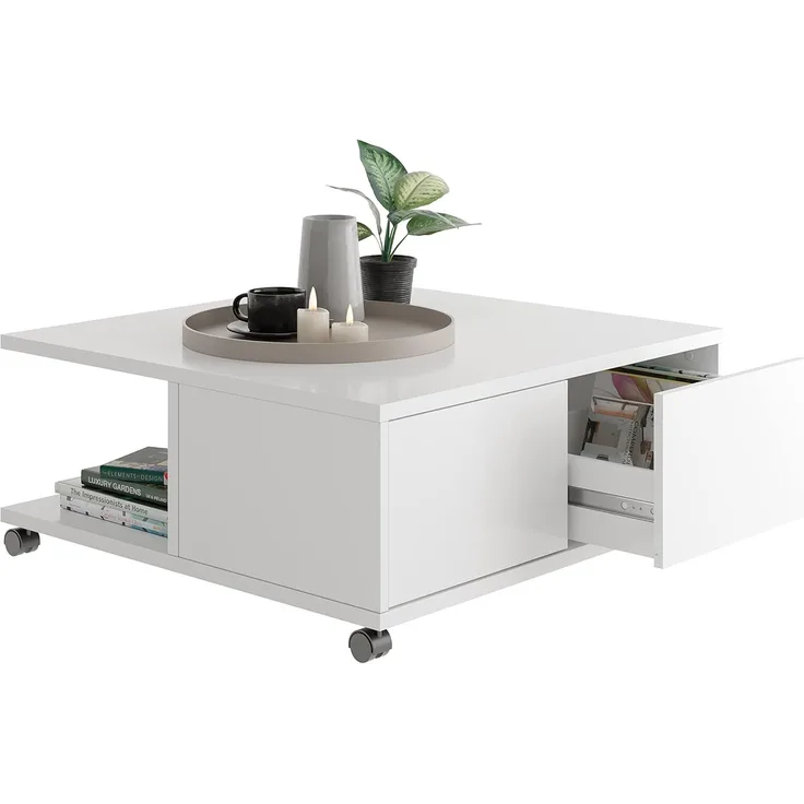 FMD 'Twin 1' Couchtisch, Spanplatte, 70 × 70 × 36 cm, Weiß