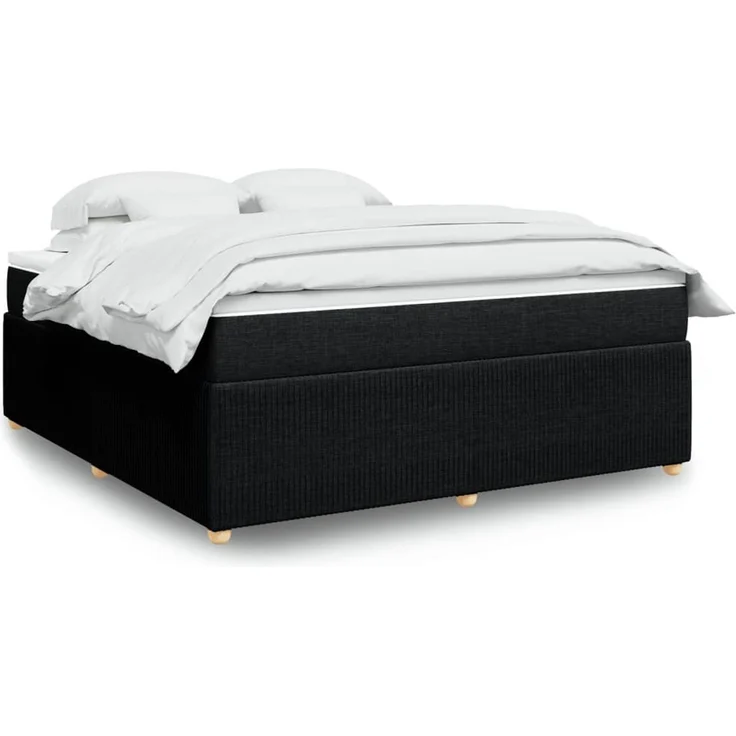 vidaXL Boxspringbett mit Matratze Schwarz 180x200 cm Stoff 3285590 – Bild 1