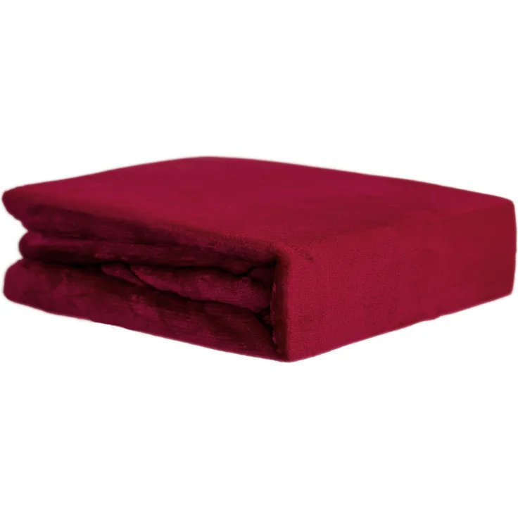 Plüsch Spannbettlaken 90-100 x 200 cm + 30 cm mit Rundumgummizug - Cashmere Touch 180 gsm Bordeaux