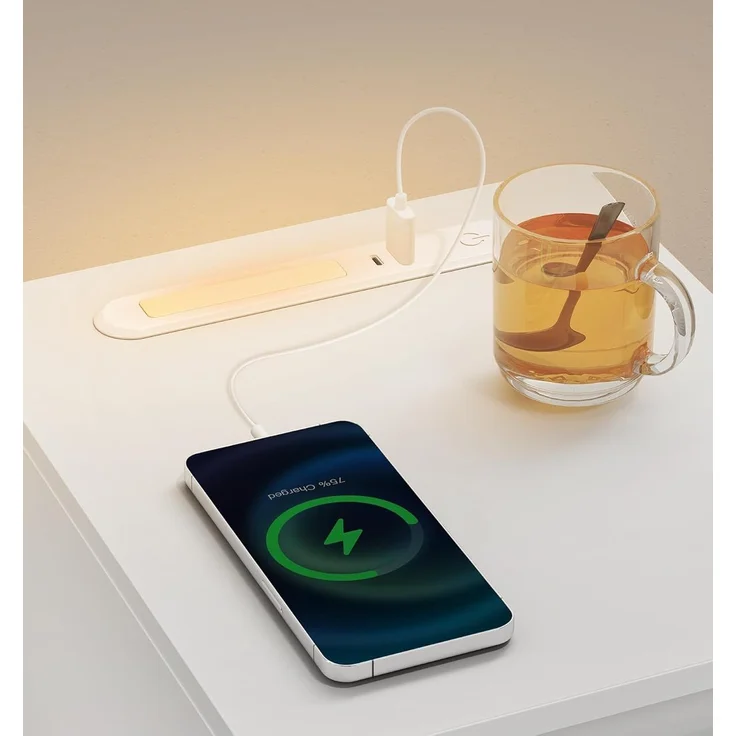 VASAGLE Nachttisch 2er Set, schmal, Beistelltisch, LED-Beleuchtung, 1 USB-A-Anschluss, 1 USB-C-Anschluss, Schublade, offenes Fach, für Schlafzimmer, Wohnzimmer, wolkenweiß LETDE710W01 – Bild 5