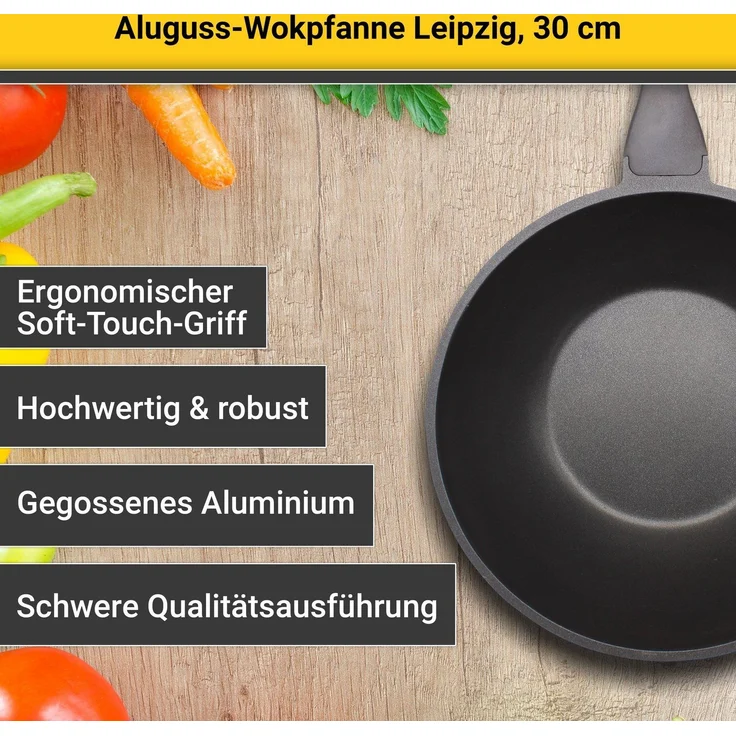 Aluguss Wokpfanne LEIPZIG 30 cm / Karl Krüger / Wok - Pfanne – Bild 3
