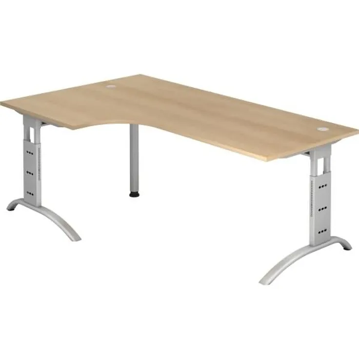 Winkeltisch FS82 C-Fuß 200x120cm 90° Eiche Gestellfarbe: Silber