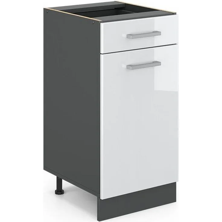 Küchenunterschrank R-Line Weiß Hochglanz 40 cm ohne Arbeitsplatte Vicco