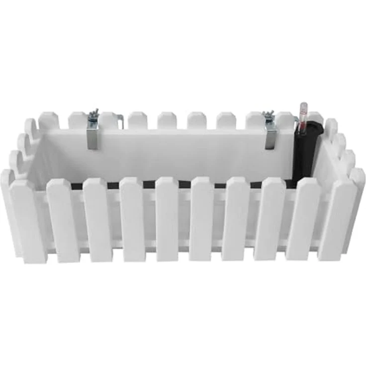 HTI-Living Blumenkasten Blumenkasten mit Wasserspeicher Nessa 50 cm Weiß (Stück, 1 St, 1 Blumenkasten), inklusive Wasserstandsanzeige und Balkonhalterung – Bild 1
