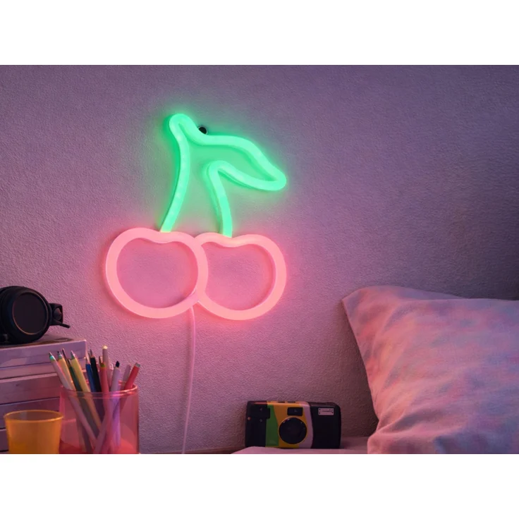 Ausgefallene Neon LED Wandleuchte CERISE mit USB Kabel & Schalter, Höhe 22cm – Bild 7