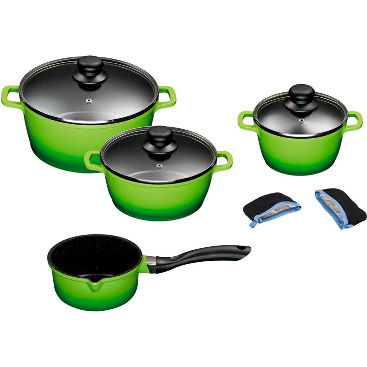 KING Topf-Set, Aluminiumguss (Set, 11-tlg, 4 Töpfe, 3 Deckel, Bräter, 1 Messerblock, 5 Kochmesser), Induktion – Bild 3