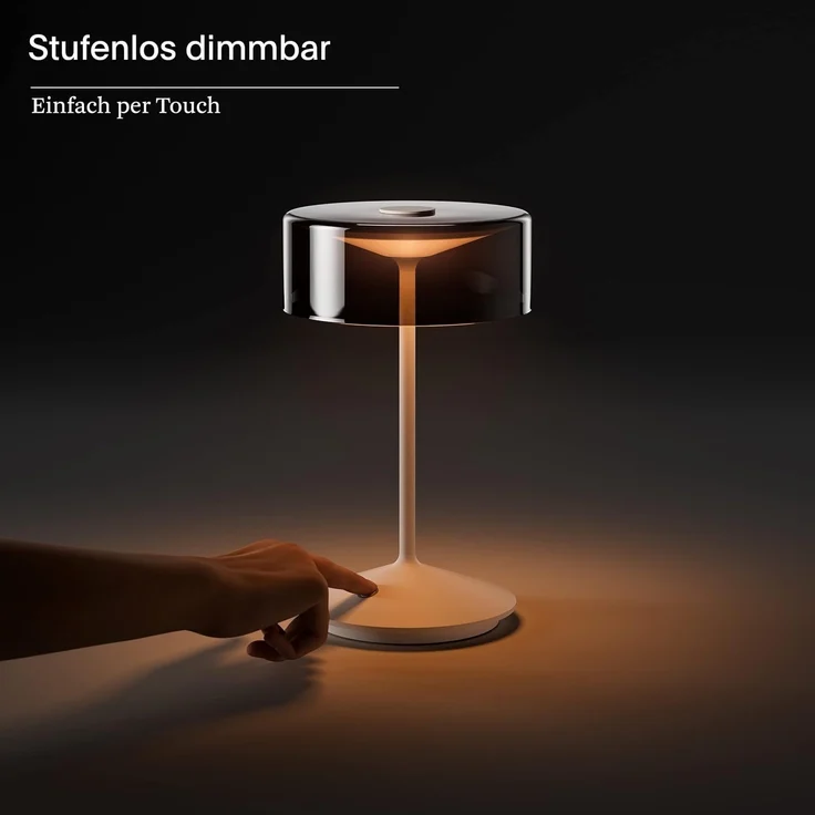SIGOR LED Tischleuchte Akku-Glasleuchte NUMOTION rosegold, Dimmbar, LED fest integriert, Warmweiß – Bild 4