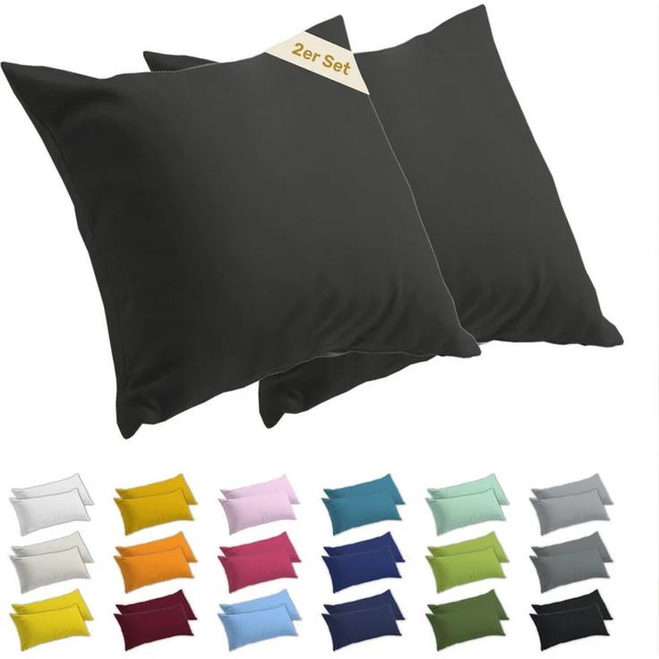 Lavea Kissenbezug 2er Set Kissenhülle Jersey, 100% Baumwolle, Kissenbezüge, (2 Stück), allergikerfreundlich - sicherer YKK-Reißverschluss - waschbar 60°C – Bild 5