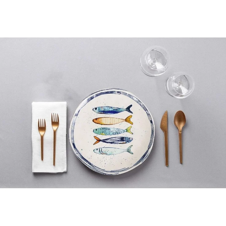 WestCraft Speiseteller Teller, mediterran mit Sardinen-Motiv, Maritime Dessertteller 20 cm, (2 St), 2er Set, hochwertig und robust - langlebig und vielseitig einsetzbar – Bild 3