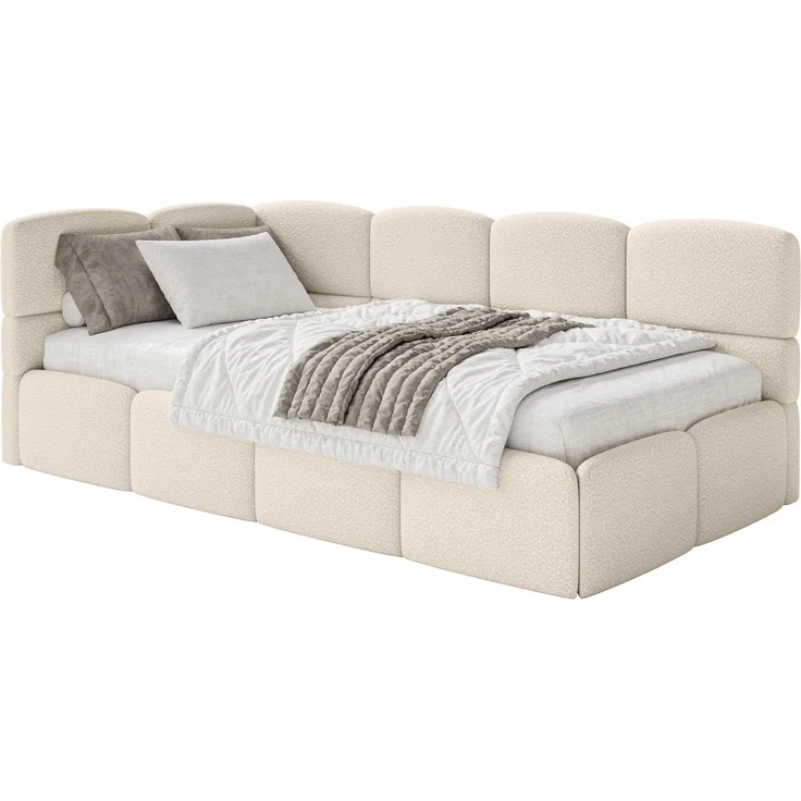 Selsey 'Cloudy' Jugendbett links, Matratze & Rausfallschutz, Bouclé Hellbeige, 90x200 cm – Bild 8