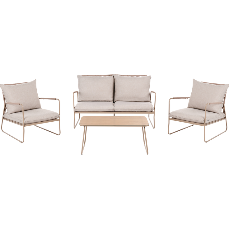 Lounge Set mit Tisch 4-Sitzer ACCEGLIO Metall Beige