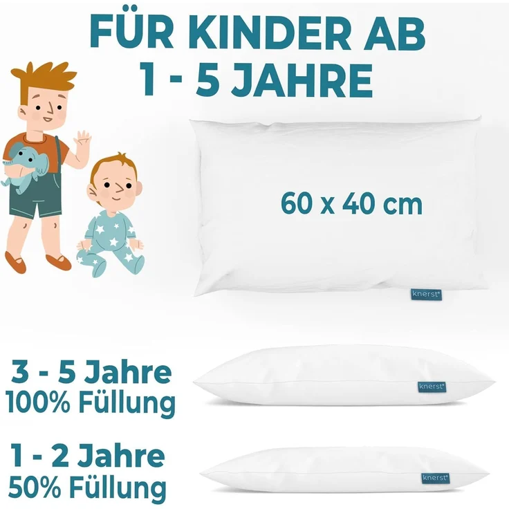 KNERST Kopfkissen Kinderkopfkissen, Füllung: FitForm Technologie – 100% Polyester, Komfortkissen Kinder für optimale Stützkraft, Kinderkopfkissen für weiche Träume – Bild 2