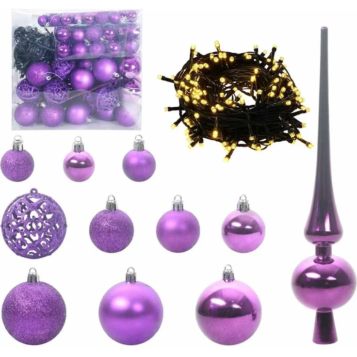vidaXL Weihnachtsbaum mit LED-Beleuchtung Schwarz 180 cm PVC und Stahl 3396484 – Bild 6
