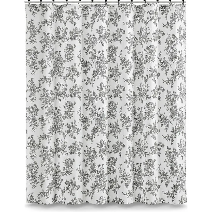 Duschvorhang mit Digitaldruck, wasserabweisend und schimmelhemmend, Schwarz-Weiß, 90x180 cm