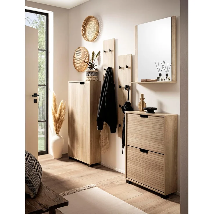 Schildmeyer Hakenpaneel Emmik 159441, weiß Eiche Dekor, 24,5 x 2,6 x 109 cm – Bild 2