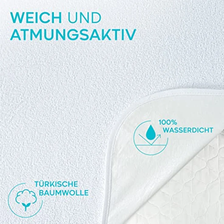 Matratzenschoner 140x200 cm Wasserdicht Oeko-TEX Zertifiziert von Twinzen - Matratzenschoner 140x200 Baumwolle Atmungsaktiv mit 4 Eckgummis – Bild 5