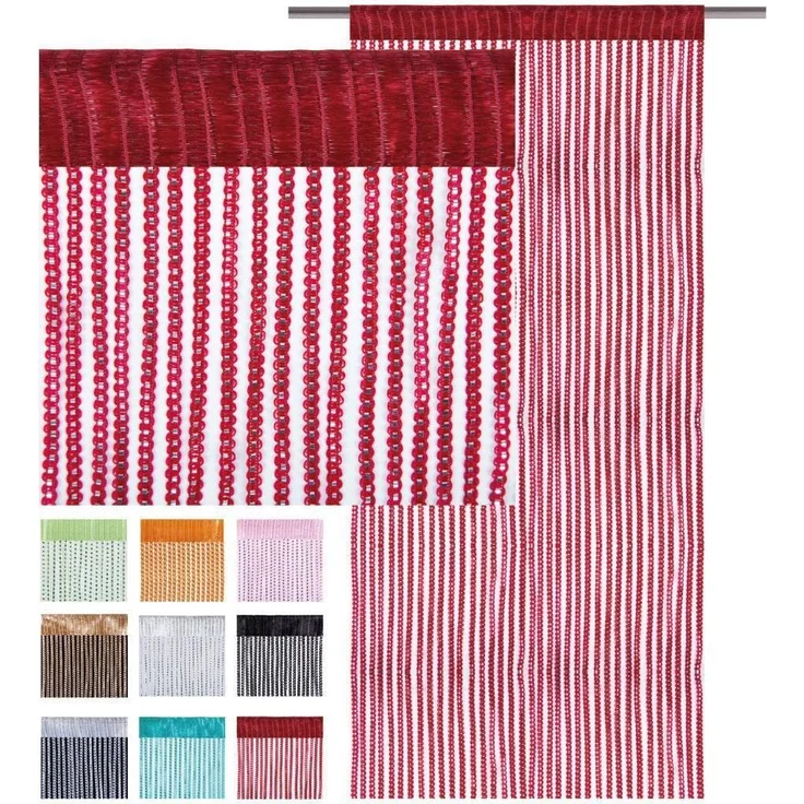 Fadenvorhang Lurex- Optik Fadengardine mit Stangendurchzug Türvorhang, attraktiv und modern in vielen verschiedenen Ausführungen erhältlich Rot 90x200cm – Bild 4