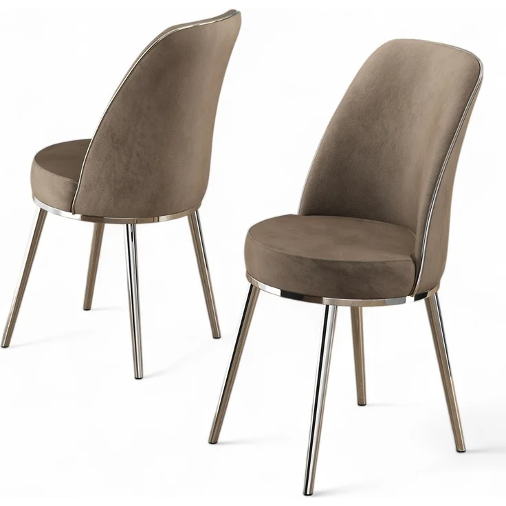 Skye Decor 'Pefa - Cappuccino, Chrome' Stuhlset (2-teilig), Cappuccino / Chrom, 45 x 91 x 42 cm – Bild 2