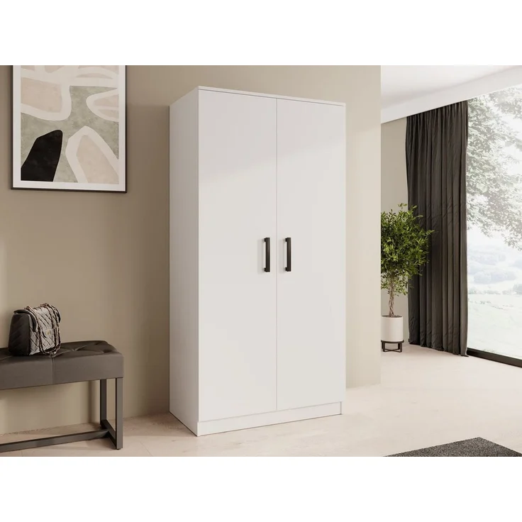 Beautysofa Kleiderschrank TREND 2-türig mit Selbsteinzug, Kleiderstange und 5 Einlegeböden (verschiedene Farben, mit oder ohne Schubladen) – Bild 1
