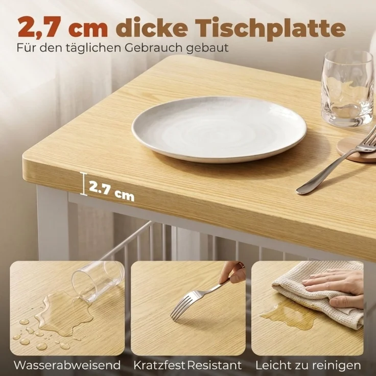 Küchenregal mit Stauraum, Mikrowellenregal mit 3 Körben und Schrank, 100 x 35 x 80 cm, Weiß--Eiche--100x35x80cm--YOUDENOVA – Bild 6