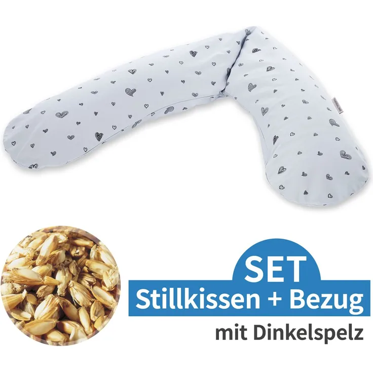 Theraline Stillkissen Das Original, 190 cm mit Dinkelspelz-Füllung und Bezug im Sweetheart Design