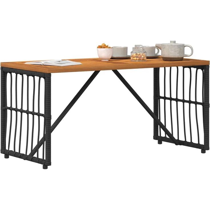 vidaXL Tisch für Outdoor Schwarz 80 x 40 x 40 cm Stahl und Poly Rattan 42025145 – Bild 3