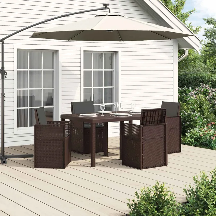 vidaXL Garten Essgruppe 5 stk. 4-Sitzer Braun und Anthrazit PP 3430060