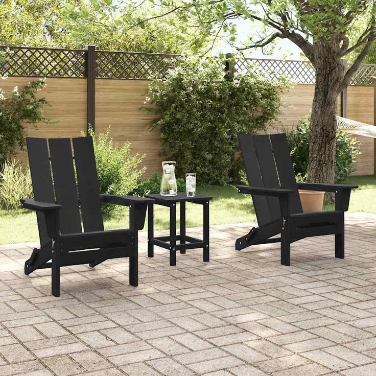 vidaXL Gartenstuhl 2 pcs Schwarz 80,5 x 74,5 x 92 cm Polyethylen 3335820 – Bild 2