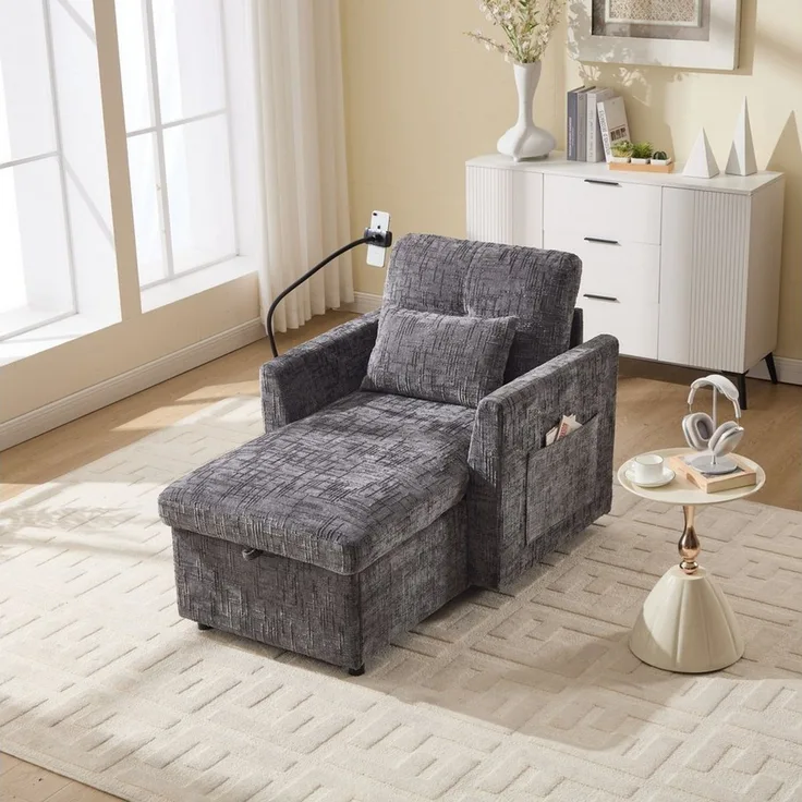BlingBin Sofa Einzelsofa Freizeitstuhl Freizeit-Sofa, Einsitzer mit Stauraum, 125 x 84,5 x 87 cm 1 Teile, Einzelner Freizeitstuhl für Wohnzimmer Schlafzimmer kleiner Haushalt