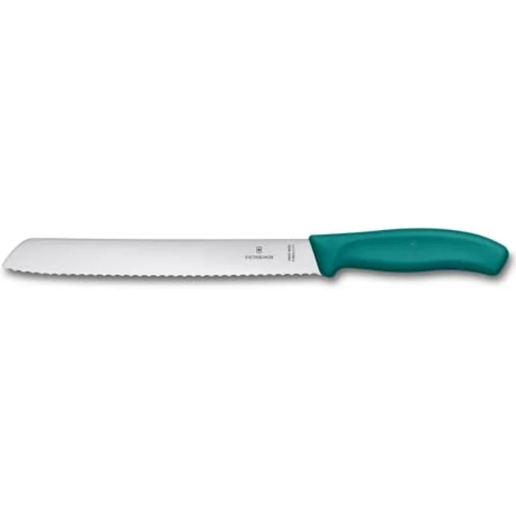 Victorinox Swiss Classic Profi Brotmesser, Extra Scharfe Klinge, Wellenschliff, 21 cm, Robuster Kunststoffgriff, Rostfreier Stahl, grün – Bild 2