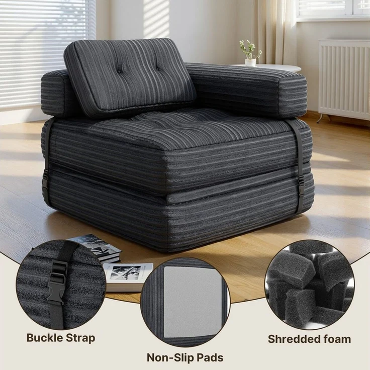 Bealife 1,5-Sitzer Klappbares Sofa, Relaxsessel Indoor-Lazy mit Armlehnen – Bild 4
